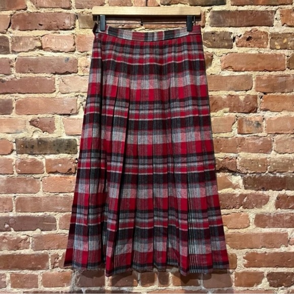 Pendleton 100% Virgin Wool Pleated Tartan Midi Skirt Size 16 Made in USA - Picture 1 of 10